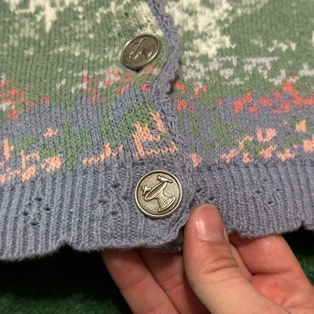 Northern Reflection Easter Fairy Core Spring Vintage 90s Sweater Large Cardigan - Picture 3 of 8